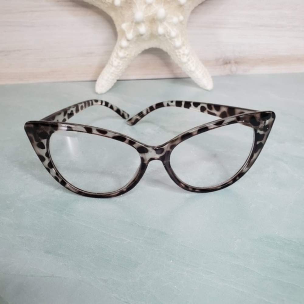 New! Brown Cat Eye Clear Glasses - Picture 3 of 5